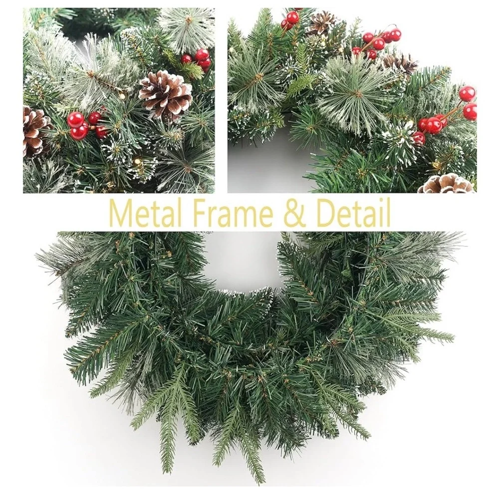 Festive Green Holiday Wreath with Red Accents